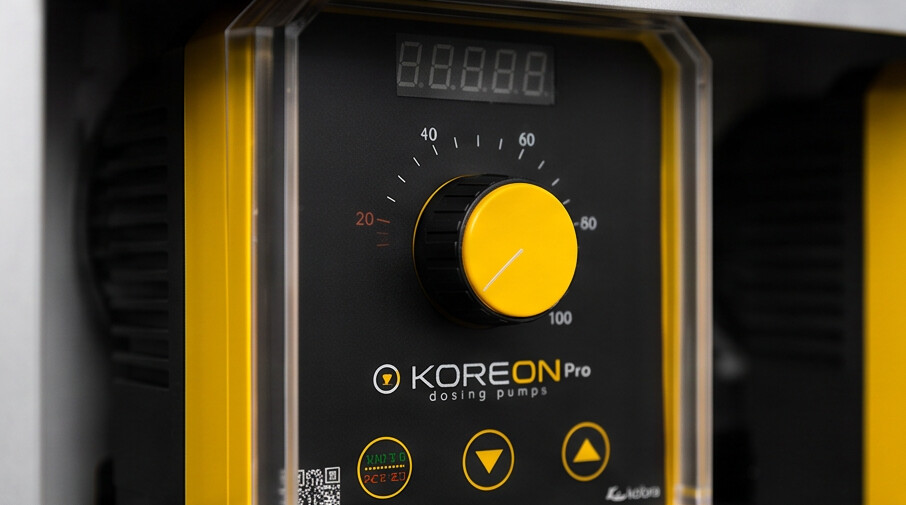 Detalhe dos dosadores KOREON Pro para controle de pH